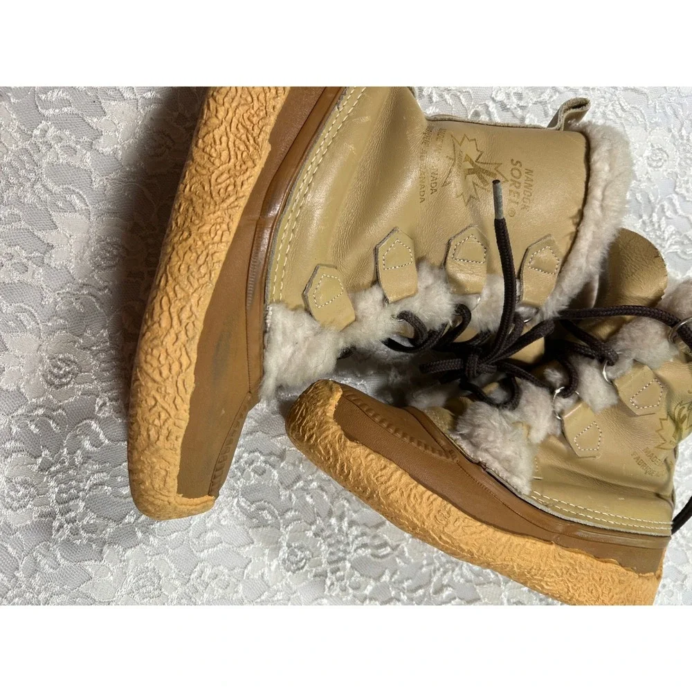 Vintage 70s Sorel Kaufman Leather Winter Snow Boots Women 5 Apres Cabin Gorpcore